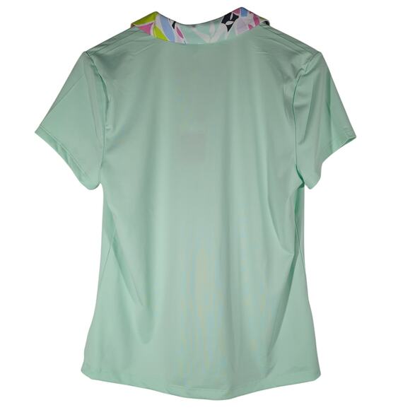 Tommy Bahama Golf Short‎ Sleeve Print Collar Shirt Mint L NWT | 1/4 Zip Perf Top - Picture 2 of 8